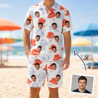 Man wearing Men's Hooked Brims Custom Face Shirt & Shorts Set — custom faces printed all-over