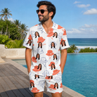 Real-life photo of someone wearing Men's Hooked Brims Custom Face Shirt & Shorts Set — custom faces printed all-over