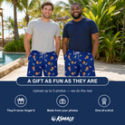 Friends in matching Men's Lure Lore Custom Face Beach Shorts — a group gift photo