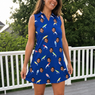 Real-life photo of someone wearing Women's Lure Lore Custom Face V-Neck Dress — custom faces printed all-over