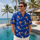 Real-life photo of someone wearing Men's Lure Lore Custom Face Hawaiian Shirt — custom faces printed all-over
