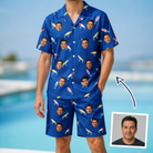 Man wearing Men's Lure Lore Custom Face Shirt & Shorts Set — custom faces printed all-over