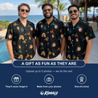 Friends in matching Men's Spool Foolery Custom Face Hawaiian Shirt — a group gift photo