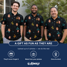 Friends in matching Men's Spool Foolery Custom Face Polo Shirt — a group gift photo