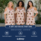 Friends in matching Women's Waddle Wink Custom Face Off-Shoulder Dress — a group gift photo