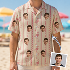 Man wearing Men's Waddle Wink Custom Face Hawaiian Shirt — custom faces printed all-over