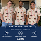 Friends in matching Men's Waddle Wink Custom Face Polo Shirt — a group gift photo