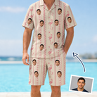 Man wearing Men's Waddle Wink Custom Face Shirt & Shorts Set — custom faces printed all-over