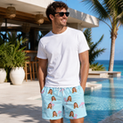 Real-life photo of someone wearing Men's Blush Birds Custom Face Beach Shorts — custom faces printed all-over