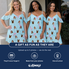Friends in matching Women's Blush Birds Custom Face Off-Shoulder Dress — a group gift photo