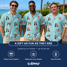 Friends in matching Men's Blush Birds Custom Face Hawaiian Shirt — a group gift photo