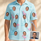 Man wearing Men's Blush Birds Custom Face Polo Shirt — custom faces printed all-over
