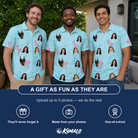 Friends in matching Men's Blush Birds Custom Face Polo Shirt — a group gift photo