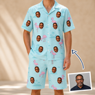Man wearing Men's Blush Birds Custom Face Shirt & Shorts Set — custom faces printed all-over
