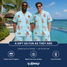 Friends in matching Men's Blush Birds Custom Face Shirt & Shorts Set — a group gift photo