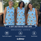 Friends in matching Women's Palm Parasol Custom Face V-Neck Dress — a group gift photo
