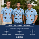 Friends in matching Men's Palm Parasol Custom Face Polo Shirt — a group gift photo