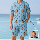 Man wearing Men's Palm Parasol Custom Face Shirt & Shorts Set — custom faces printed all-over