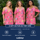 Friends in matching Women's Paradise Punch Custom Face Off-Shoulder Dress — a group gift photo