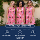 Friends in matching Women's Paradise Punch Custom Face V-Neck Dress — a group gift photo