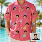 Man wearing Men's Paradise Punch Custom Face Hawaiian Shirt — custom faces printed all-over