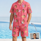 Man wearing Men's Paradise Punch Custom Face Shirt & Shorts Set — custom faces printed all-over