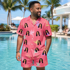 Real-life photo of someone wearing Men's Paradise Punch Custom Face Shirt & Shorts Set — custom faces printed all-over