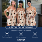 Friends in matching Women's Torch Blossoms Custom Face Off-Shoulder Dress — a group gift photo