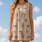 Model wearing Women's Torch Blossoms Custom Face Tank Dress printed with kids' faces