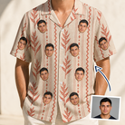 Man wearing Men's Torch Blossoms Custom Face Hawaiian Shirt — custom faces printed all-over