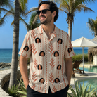 Real-life photo of someone wearing Men's Torch Blossoms Custom Face Hawaiian Shirt — custom faces printed all-over