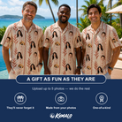 Friends in matching Men's Torch Blossoms Custom Face Hawaiian Shirt — a group gift photo