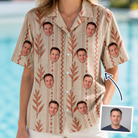 Woman wearing Women's Torch Blossoms Custom Face Hawaiian Shirt — custom faces printed all-over
