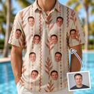 Man wearing Men's Torch Blossoms Custom Face Polo Shirt — custom faces printed all-over