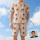 Man wearing Men's Torch Blossoms Custom Face Shirt & Shorts Set — custom faces printed all-over