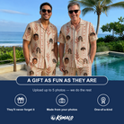 Friends in matching Men's Torch Blossoms Custom Face Shirt & Shorts Set — a group gift photo