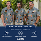 Friends in matching Men's Monstera Mingle Custom Face Polo Shirt — a group gift photo