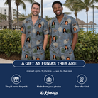 Friends in matching Men's Monstera Mingle Custom Face Shirt & Shorts Set — a group gift photo