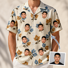 Man wearing Men's Bougainvillea Bounce Custom Face Hawaiian Shirt — custom faces printed all-over