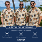 Friends in matching Men's Bougainvillea Bounce Custom Face Hawaiian Shirt — a group gift photo