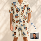 Man wearing Men's Bougainvillea Bounce Custom Face Shirt & Shorts Set — custom faces printed all-over