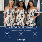 Friends in matching Women's Scarlet Spikes Custom Face Off-Shoulder Dress — a group gift photo