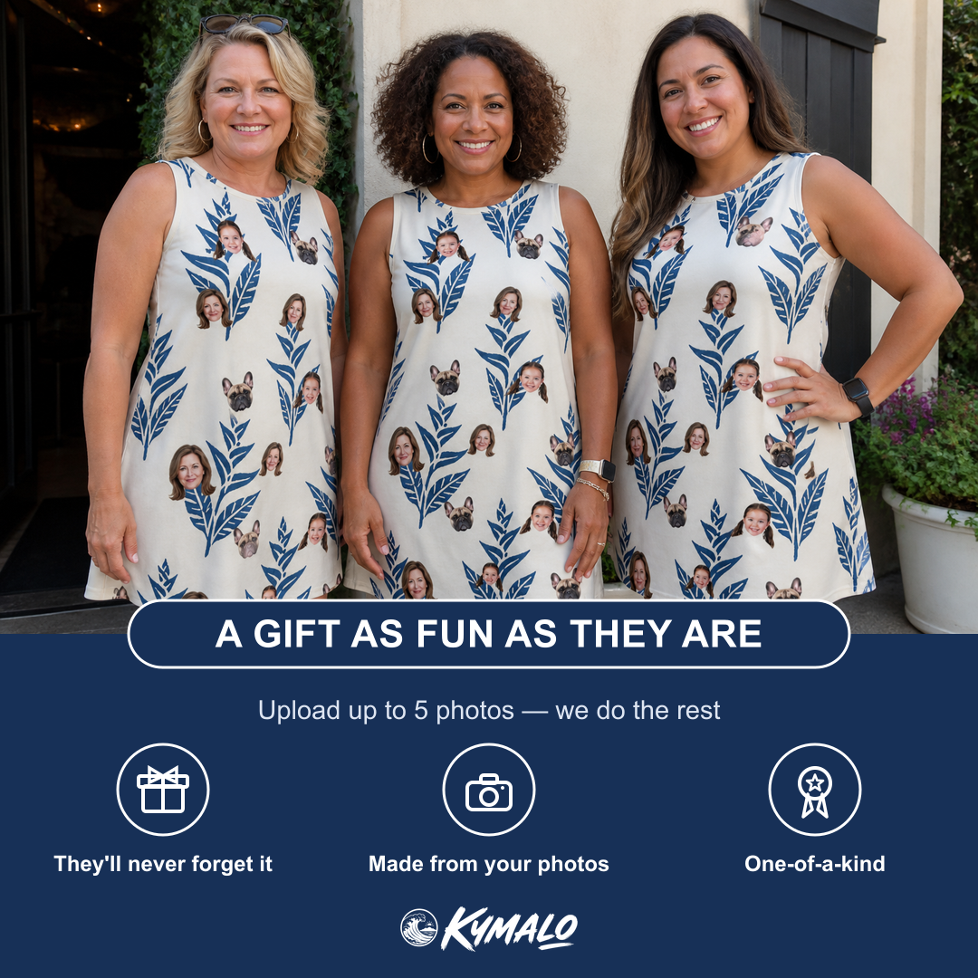 Friends in matching Women's Scarlet Spikes Custom Face Tank Dress — a group gift photo