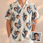 Man wearing Men's Scarlet Spikes Custom Face Hawaiian Shirt — custom faces printed all-over