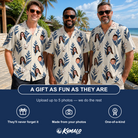 Friends in matching Men's Scarlet Spikes Custom Face Hawaiian Shirt — a group gift photo