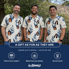 Friends in matching Men's Scarlet Spikes Custom Face Polo Shirt — a group gift photo