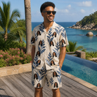 Real-life photo of someone wearing Men's Scarlet Spikes Custom Face Shirt & Shorts Set — custom faces printed all-over