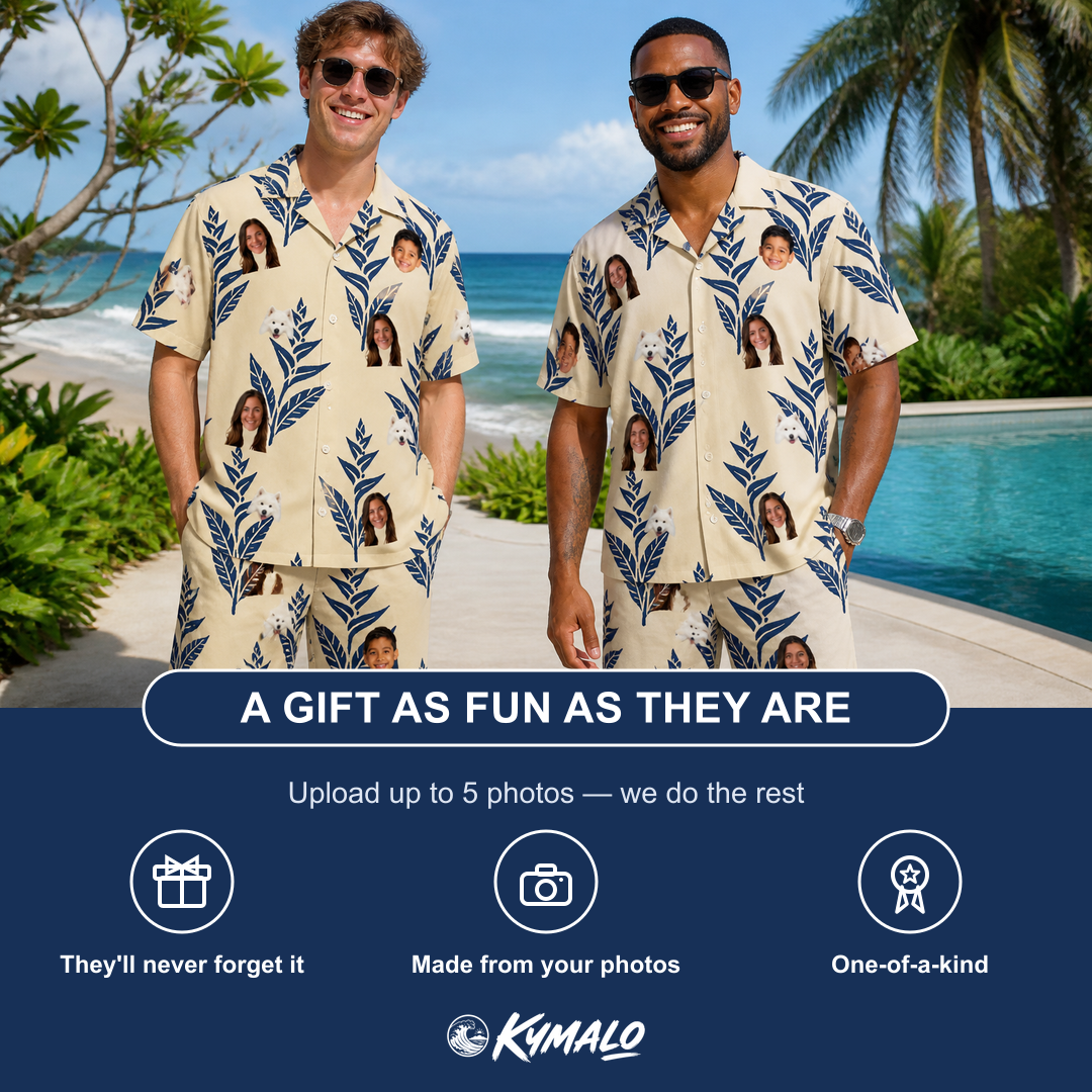 Friends in matching Men's Scarlet Spikes Custom Face Shirt & Shorts Set — a group gift photo