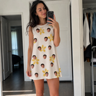 Real-life photo of someone wearing Women's Island Incense Custom Face Tank Dress — custom faces printed all-over