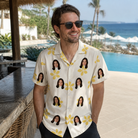 Real-life photo of someone wearing Men's Island Incense Custom Face Hawaiian Shirt — custom faces printed all-over